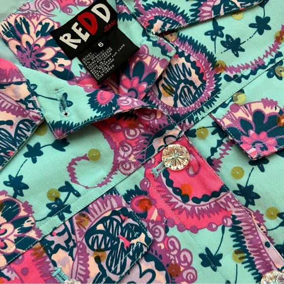 REDD Women's Floral Sequins Short Jacket Coat Size 6 - Picture 2 of 9